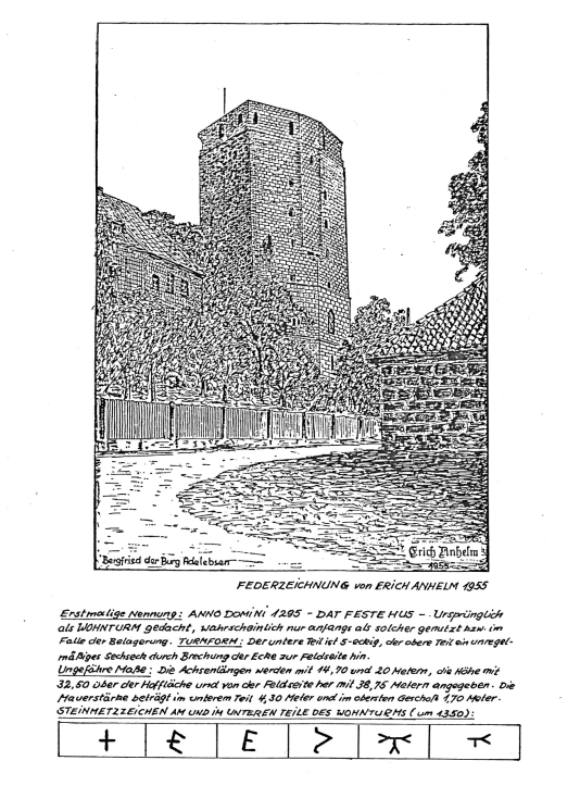 Zeichnung "Burgturm Adelebsen;e" von Ehrenbürger Erich Anhelm